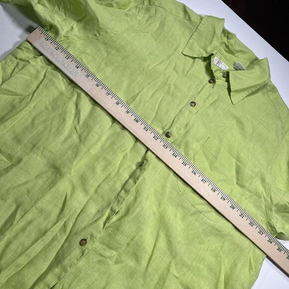 Elisabeth Women's Size 16 Button Up Shirt 100% Linen Long Sleeves Lime Green - Picture 9 of 9